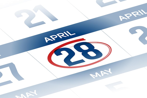 28 april 2025 year calendar day illustration