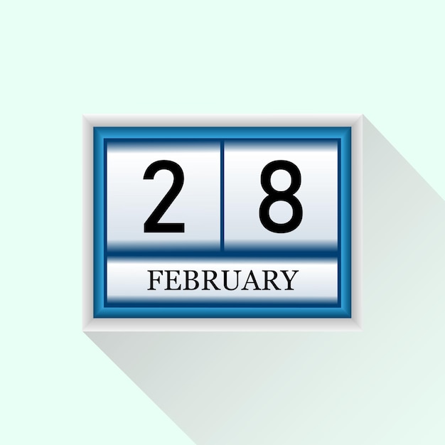 Vector 28 februari vector platte dagelijkse kalender icoon datum en maand