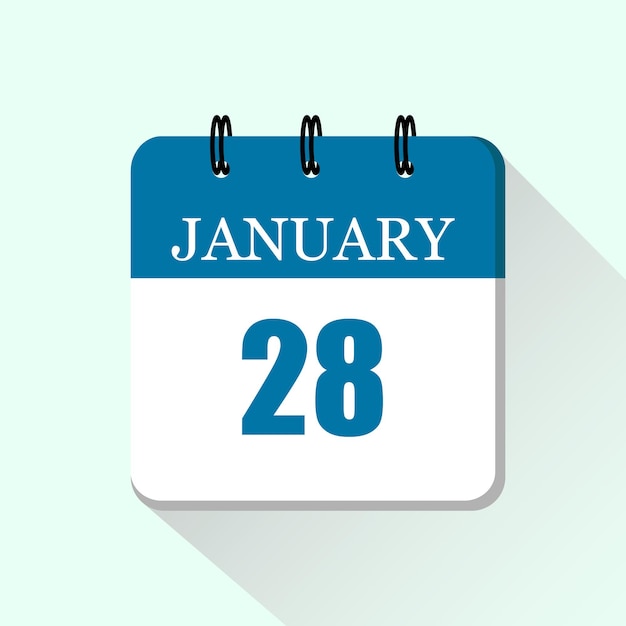28 января плоская ежедневная икона векторного календаря шаблон для дней января
