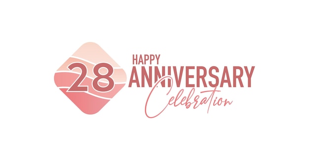 28e jaar verjaardagslogo, vector illustratie ontwerp feest met roze geometrisch ontwerp