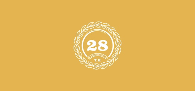 28st anniversary logo with ring and frame white color and gold background