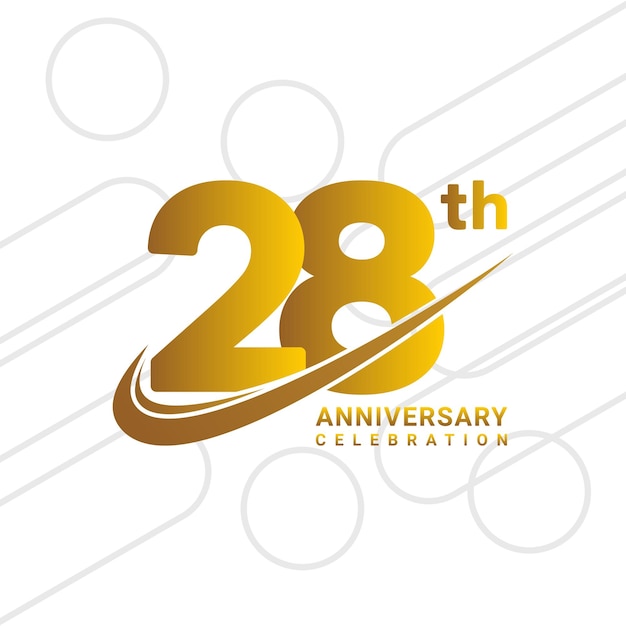 ベクトル 白い背景のベクトル図に分離された 28 周年記念ゴールデン周年記念ロゴ タイプ