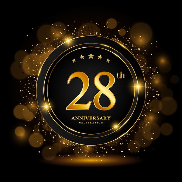 28th Anniversary Celebration Golden anniversary celebration template design Vector illustrations