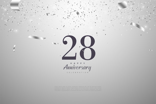 28th anniversary with numbers on silver background