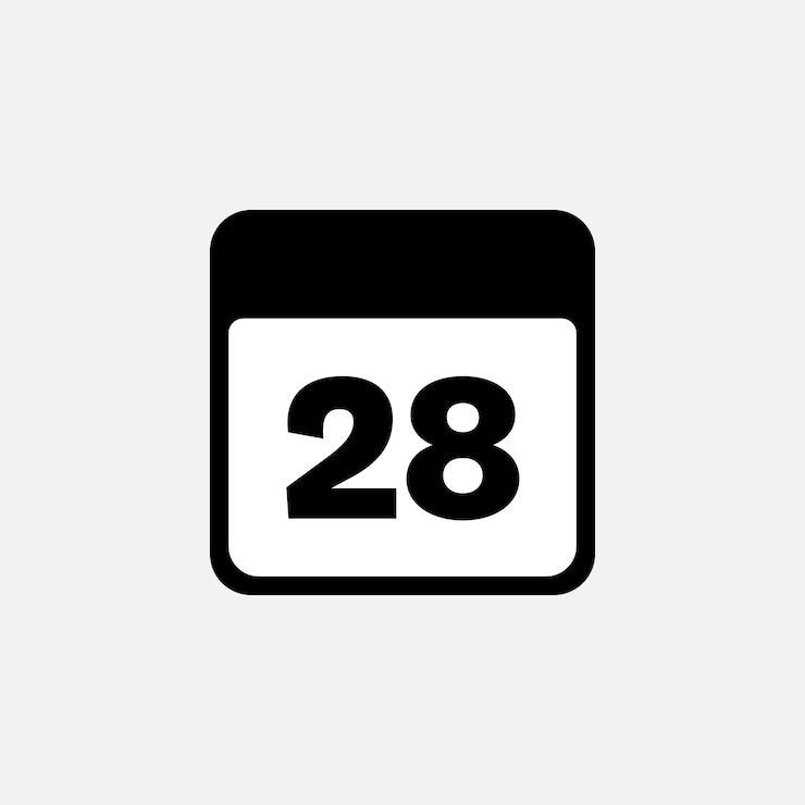 Vector 28th day of the month minimalist calendar vector icon