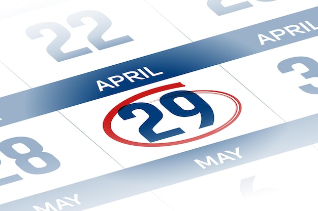 29 april 2025 year calendar day illustration