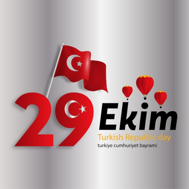 Vettore 29 ekim logo di design di auguri per la festa della repubblica turca