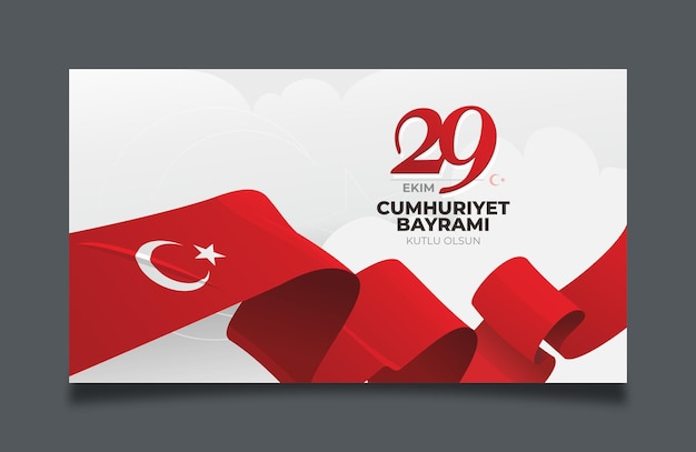 Vector 29 ekim turkiye republic day greeting banner flag illustration