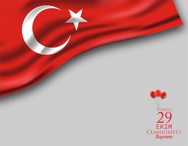 Vector 29 october republic day turkey written in turkish 29 ekim cumhuriyet bayrami