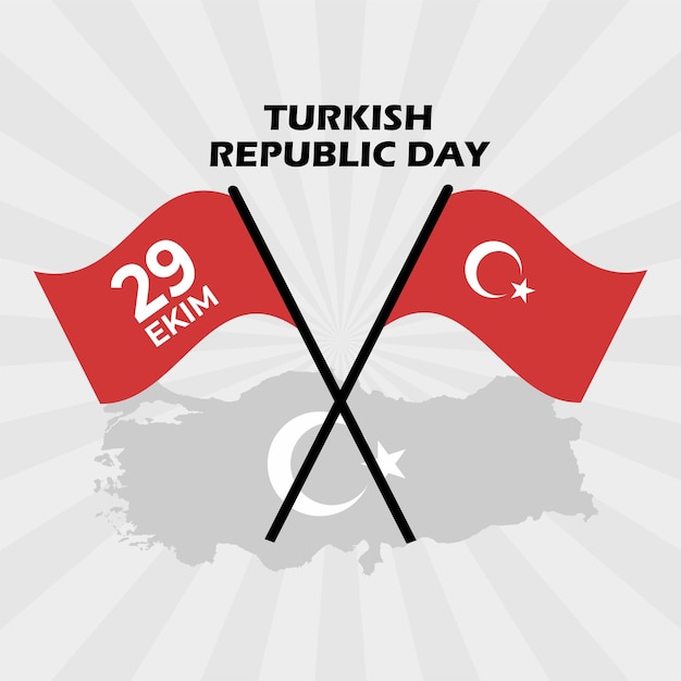 10月29日トルコ共和国記念日、29日エキムトルコハッピーホリデー、トルコ独立記念日フラットデザイン