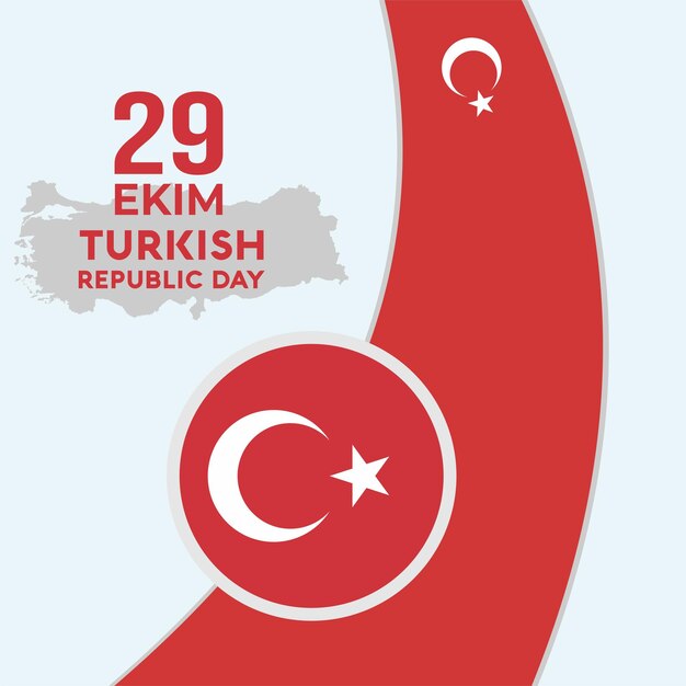 29 oktober turkije republiek dag, 29 ekim turkse republiek dag, turkije onafhankelijkheidsdag plat ontwerp