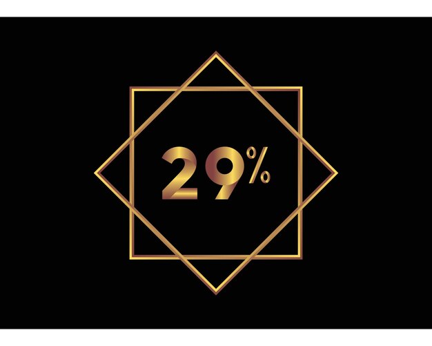 29 percent on black background gold vector image