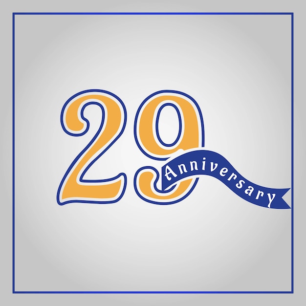 Логотип празднования 29-летия окрашен в желтый и синий цвета с использованием вектора голубой ленты.