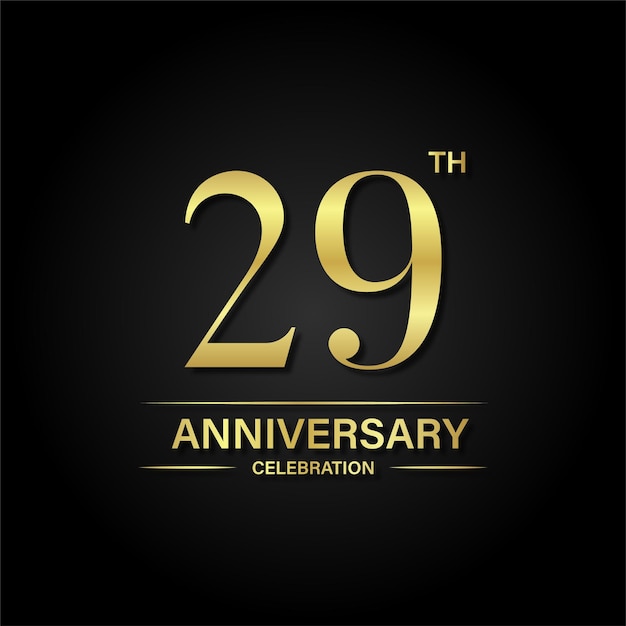 29th anniversary celebration with gold color and black background