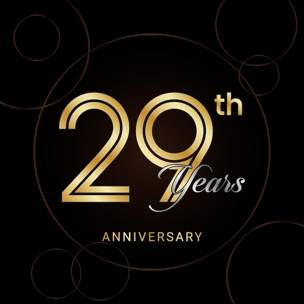 29th Anniversary Celebration with golden text Golden anniversary vector template