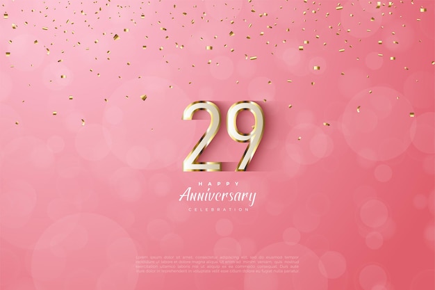 Vector 29th anniversary on pink background.