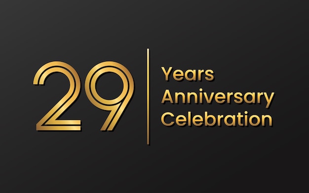 Дизайн шаблона 29-летия с золотым цветом для празднования годовщины Векторный шаблон