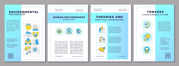 Vector 2d-brochure met ecologische psychologische lijnpictogrammen