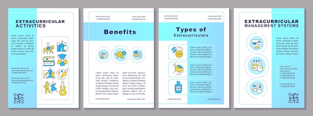 2D brochure with extracurricular activities line icons