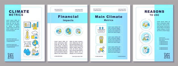 2D climate metrics creative brochure template leaflet design with thin line icons 4 vector layouts