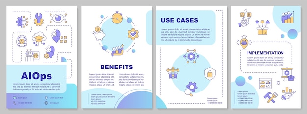 2D colorful AI ops brochure template Leaflet design with thin linear icons 4 vector layouts