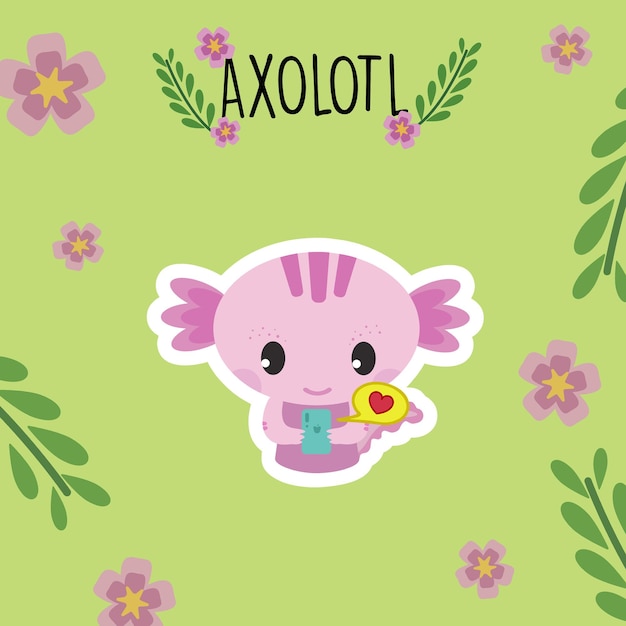 Vector 2d cute axolotl