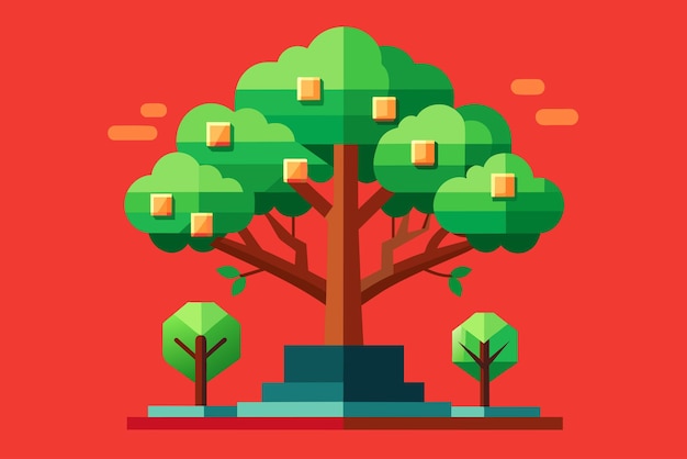 Vector 2d design background is tree