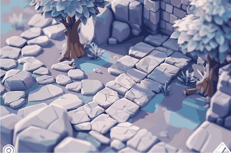 Vector 2d game assets background platforms tileset