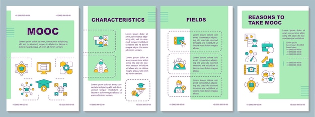 2D green brochure with MOOC linear icons