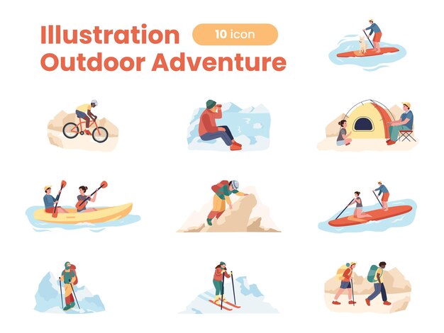 Vector 2d illustration outdoor adventure modern icon illustrations design