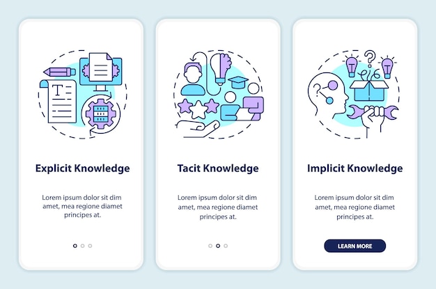 Vector 2d knowledge management with line icons concept