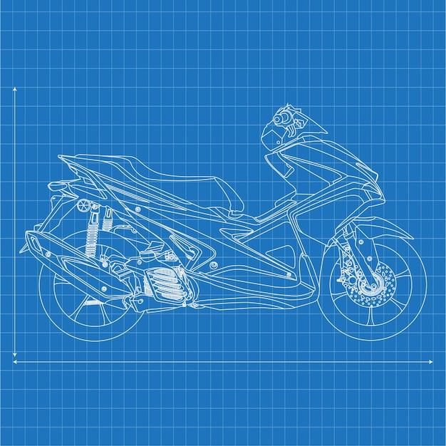 2D Motorbike Scooter Drawing