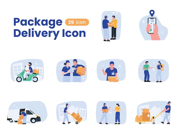 Vector 2d package delivery concept modern icon illustrations design