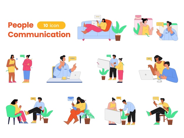 Vector 2d people communication concept modern icon illustrations design