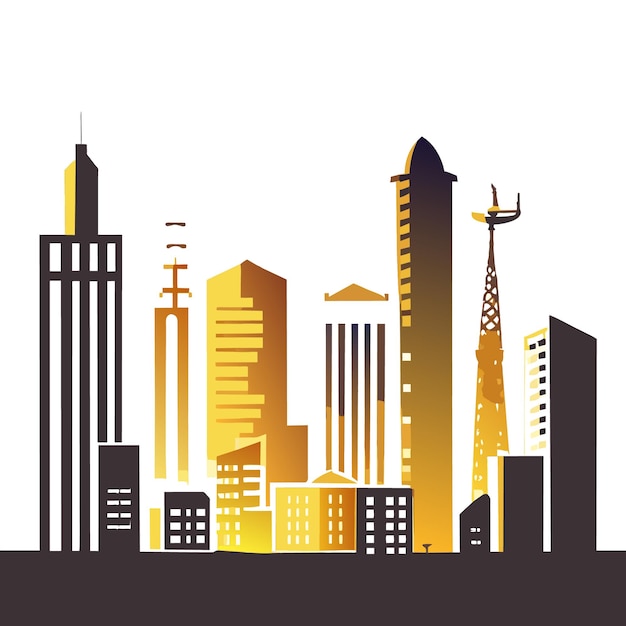 2d vector art of city buildings silhouettes