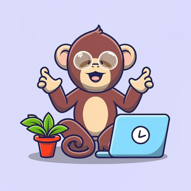 2d vector illustration colorful animal monkey business TRAINING and study work hard successes