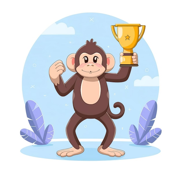 2d vector illustration colorful animal monkey business TRAINING and study work hard successes