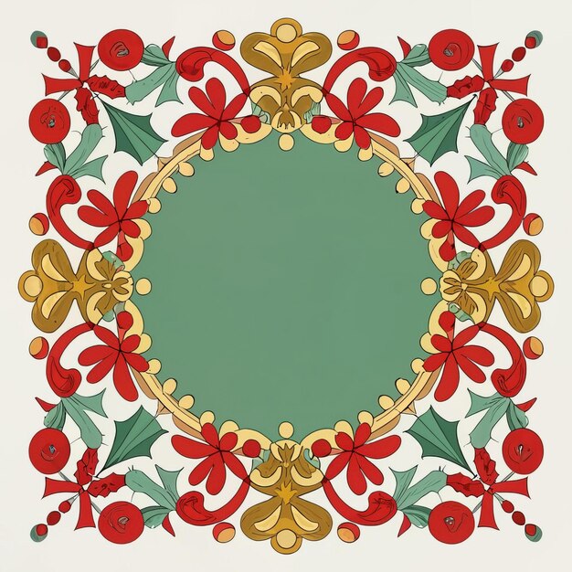 Vector 2d vector illustration colorful christmas items frame and decoration with giftsaccessories