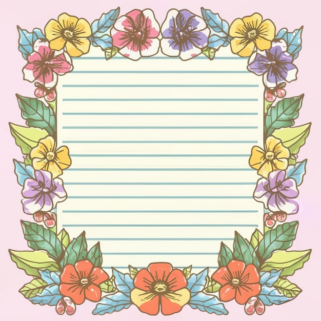 Vector 2d vector illustration colorful lined paper the sweet made of design a watercolor floral lined page