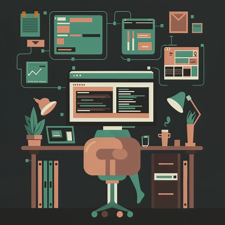 Vector 2d vector illustration colorful social media boost influence blogger emarketer via internet pages