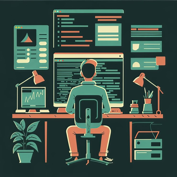 Vector 2d vector illustration colorful social media boost influence blogger emarketer via internet pages