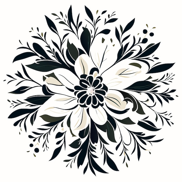 Vector 2d vector illustration of intricate floral pattern