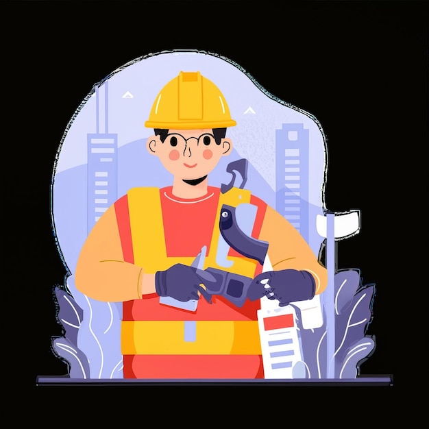Vector 2d vector illustration safety civil protection and safety when working and taking safety