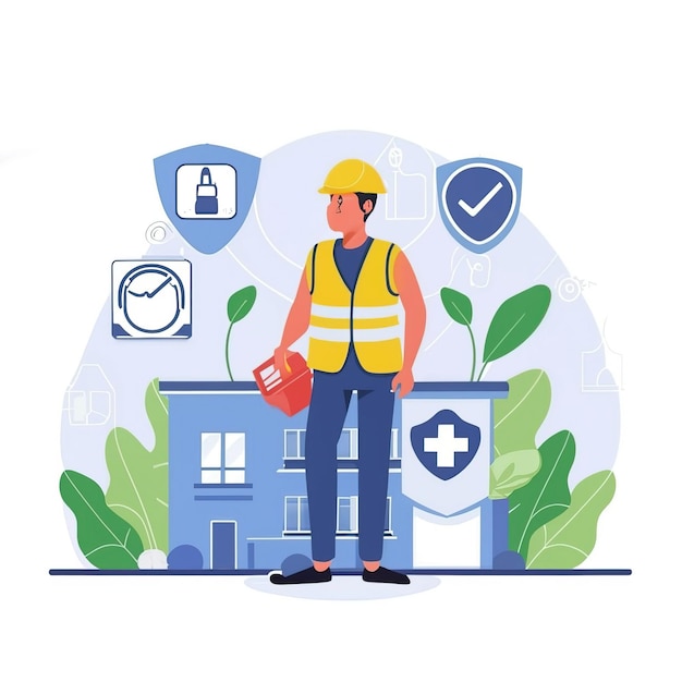 2d vector illustration safety Civil protection and safety when working and taking safety