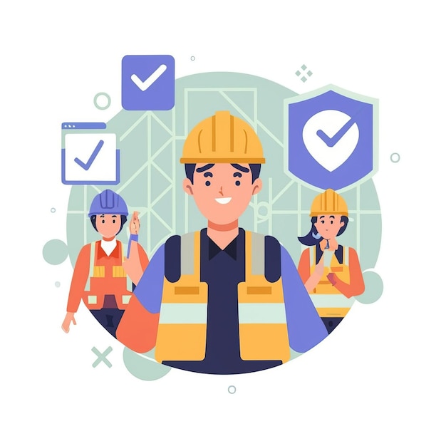 2d vector illustration safety Civil protection and safety when working and taking safety