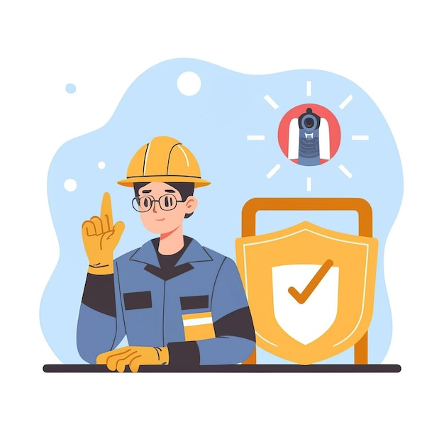 Vector 2d vector illustration safety civil protection and safety when working and taking safety