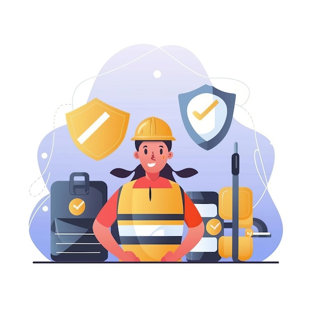 2d vector illustration safety Civil protection and safety when working and taking safety