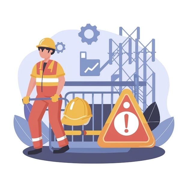 Vector 2d vector illustration safety civil protection and safety when working and taking safety