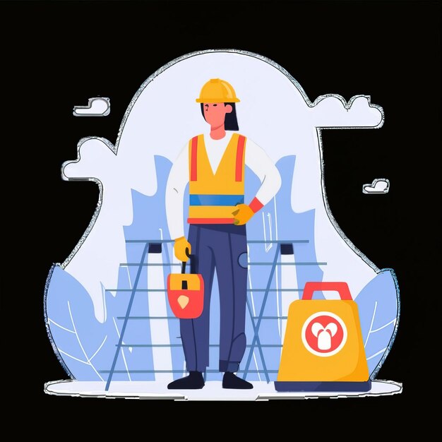 Vector 2d vector illustration safety civil protection and safety when working and taking safety