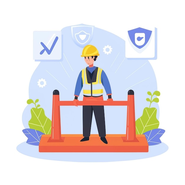 2d vector illustration safety Civil protection and safety when working and taking safety